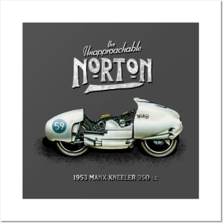 Vintage 1953 TT Motorcycle Manx Racer The Norton Kneeler by MotorManiac Posters and Art